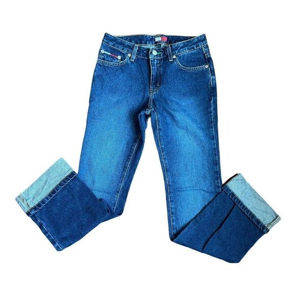 Tommy Hilfiger Jeans  Womens Size 1 Flag Logo Cuff Roller Jean Dark 27 x 30.5 - Picture 3 of 12
